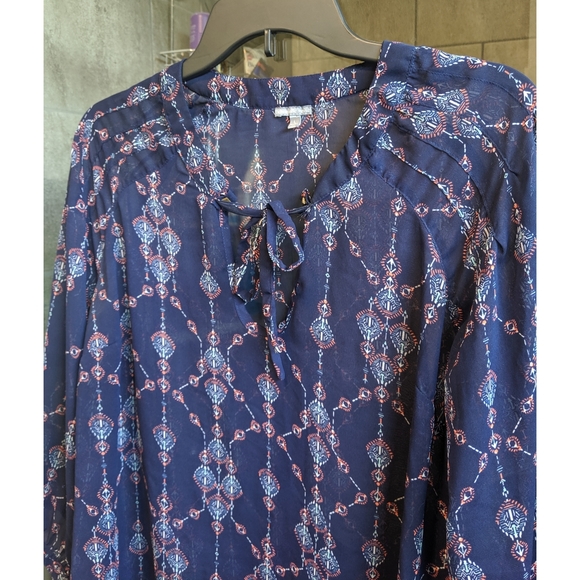 DONATING 1/20/25 Charlotte Russe Sheer Navy Blouse - Picture 2 of 7